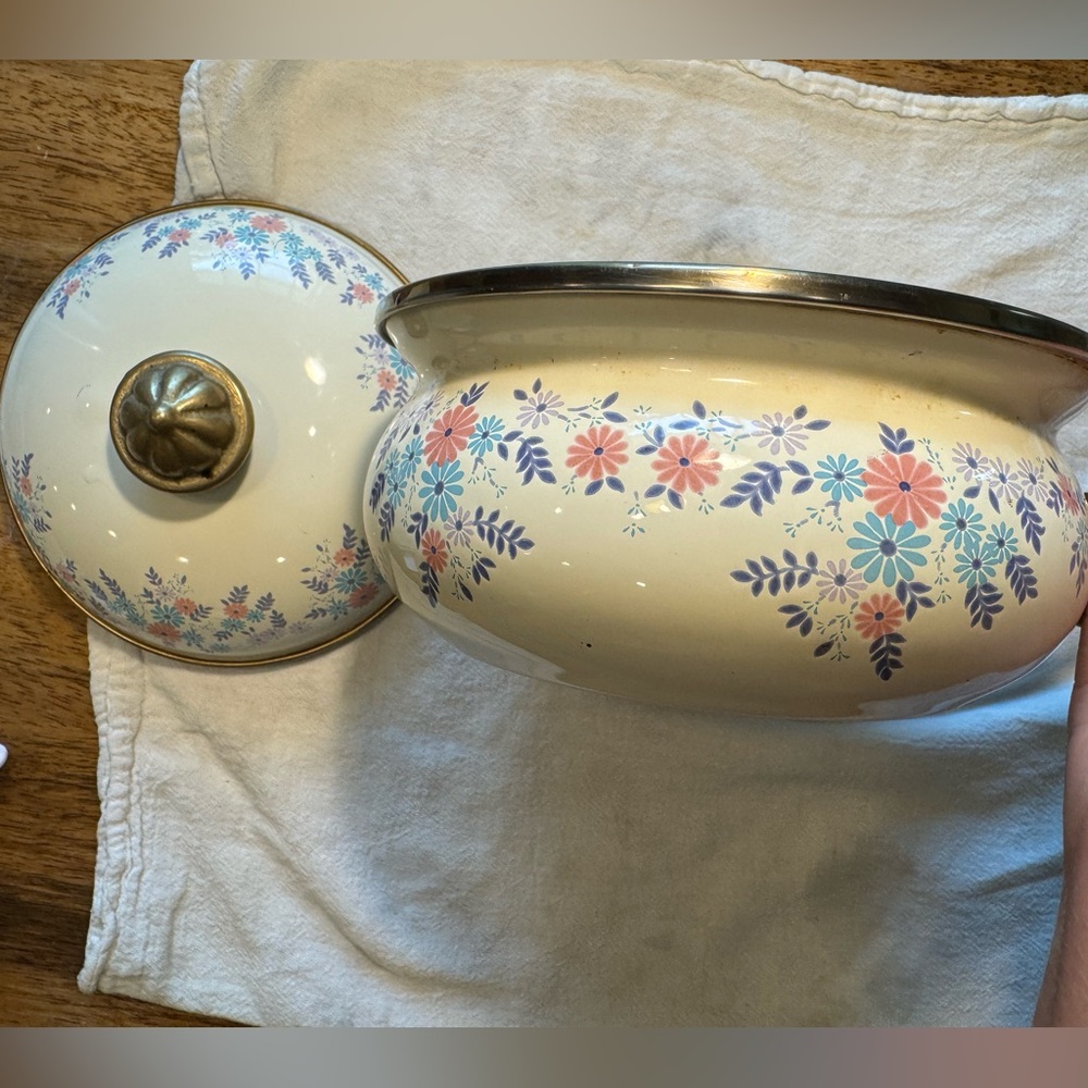 Vintage enamelware pastel floral